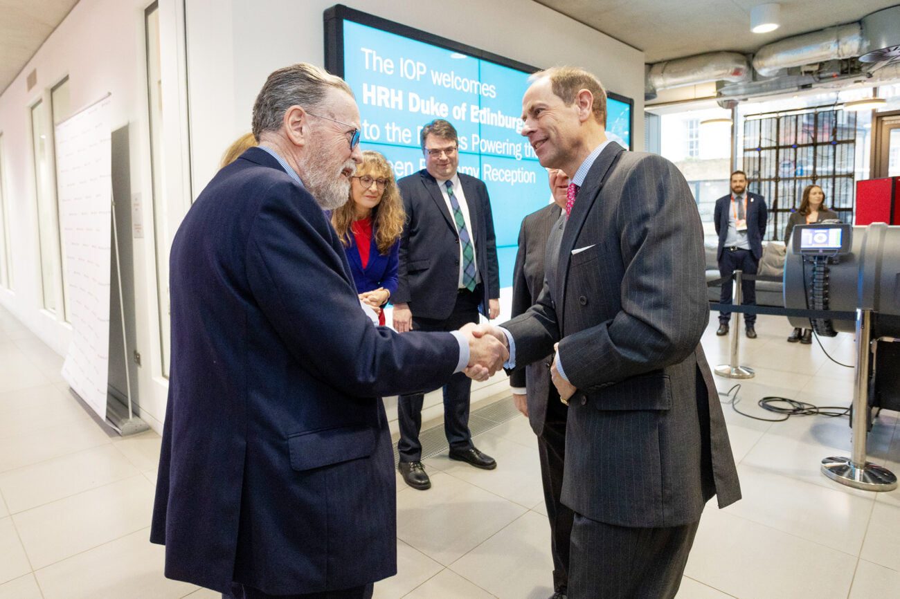 Royal Visit Event Photographer - Duke of Edinburgh Prince Edward greeted by IOP President Sir Keith Burnett CBE at the Institute of Physics building in King's Cross London